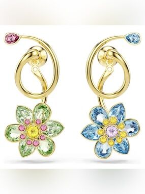 Swarovski Idyllia Waterdrop-shaped Earrings Asymmetric Design Mixed Cut